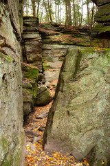 Sedimentary rock of Ritchie Ledges in Cuyahoga Valley National Park.