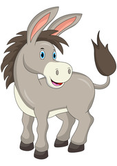 Fototapeta na wymiar Cartoon happy donkey isolated on white background