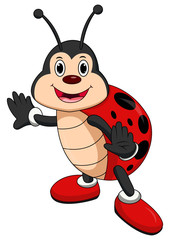 Cartoon ladybug waving