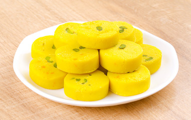 Indian Sweet Food Kesar Peda Also Know as Kesar Mawa Peda, Saffron Sweet, Saffron Peda, Pedha, Pera or Peday is a Saffron Flavoured Soft, Dense Sweet That is Specially Made During Festivals