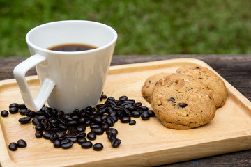 chocolate cashew nut Cookie with coffee