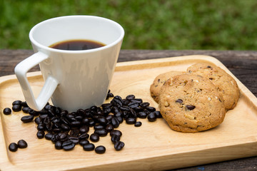 chocolate cashew nut Cookie with coffee