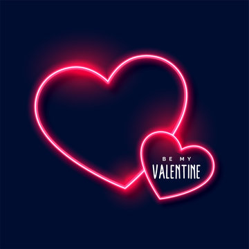 neon hearts background for valentines day