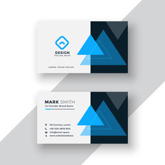 modern minimal blue business card design with triangle shapes