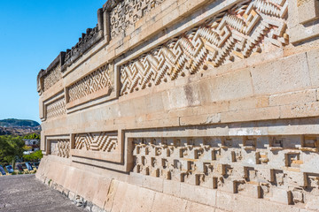 The ancient Grecas of the incredible Archaeological Site of Mitla in Oaxaca Mexico - obrazy, fototapety, plakaty