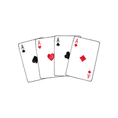 Vector hand drawn aces playing cards. Vector illustration.