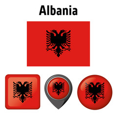 Illustration flag of Albania, and several icons. Ideal for catalogs of institutional materials and geography