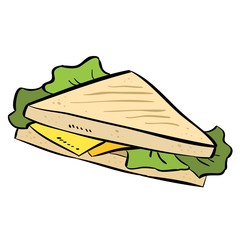 Sandwich colorful doodle. Vector cartoon hand drawn illustration