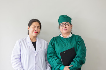 Two asian medical workers Smile. Portrait of asian doctor.