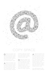 Abstract Geometric Low polygon square box pixel and Triangle pattern At sign icon, Online concept design black color illustration on white background with copy space, vector eps 10