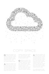 Abstract Geometric Low polygon square box pixel and Triangle pattern Cloud symbol shape, Technology concept design black color illustration on white background with copy space, vector eps 10