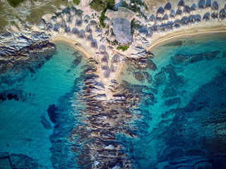 Beautiful beach top aerial view drone shot