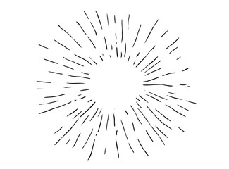 Fototapeta premium Sun rays images in Hand Drawing style.