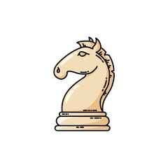 Chess white knight vector flat icon isolated on white background