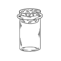 Empty corked jar bottle black and white doodle