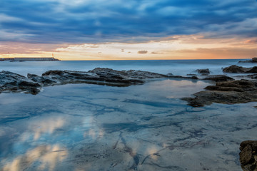 Long Exposure of the Mediterranean Coast of Southern Italy at Sunset