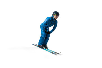 Fototapeta premium Freestyle aerials skiing isolated on white