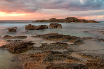 Long Exposure of the Mediterranean Coast of Southern Italy at Sunset