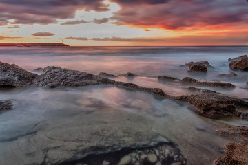 Long Exposure of the Mediterranean Coast of Southern Italy at Sunset