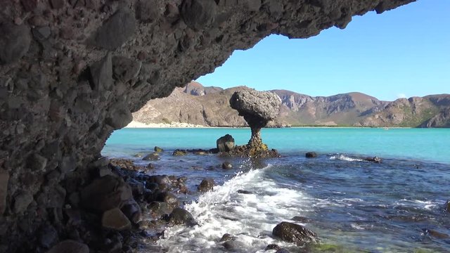 Mexico. An exciting diving Safari trip on the sea of Cortez. Balanda Beach. Stone mushroom.