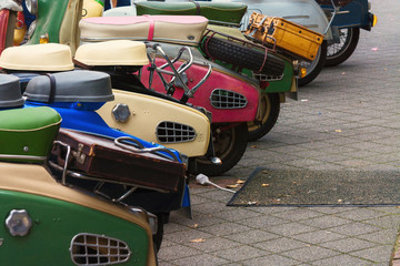 Various vintage scooters