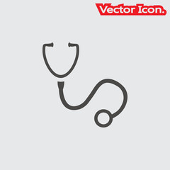 stethoscope icon isolated sign symbol and flat style for app, web and digital design. Vector illustration.