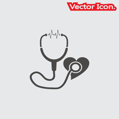 stethoscope icon isolated sign symbol and flat style for app, web and digital design. Vector illustration.