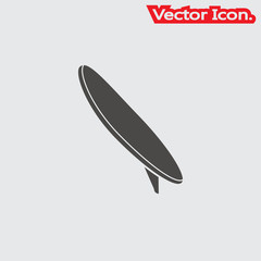 Surfboard icon isolated sign symbol and flat style for app, web and digital design. Vector illustration.