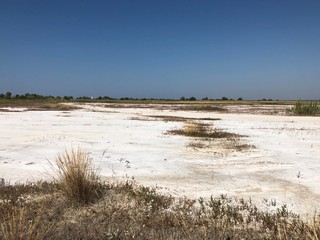 a desert scorched by the sun. salt lake.