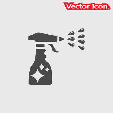 Cleaning spray bottle icon isolated sign symbol and flat style for app, web and digital design. Vector illustration.