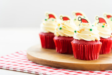 Sweet dessert with cupcake red velvet