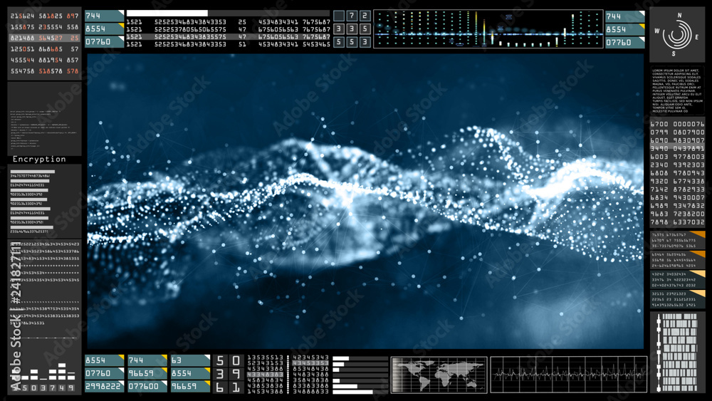 Poster technology communication and connection with futuristic user interface head up display. earth elemen