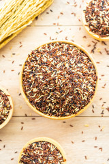 Raw rich brown in wooden bowl