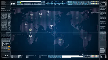 Technology communication and connection with Futuristic user interface head up display. Earth element furnished by Nasa