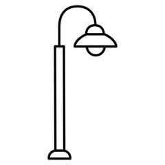 Black & white vector illustration of path walkway garden lamp. Line icon of outdoor street light. Isolated object