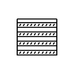 Black & white vector illustration of combi curtain shutter. Line icon of window horizontal blind jalousie. Isolated object