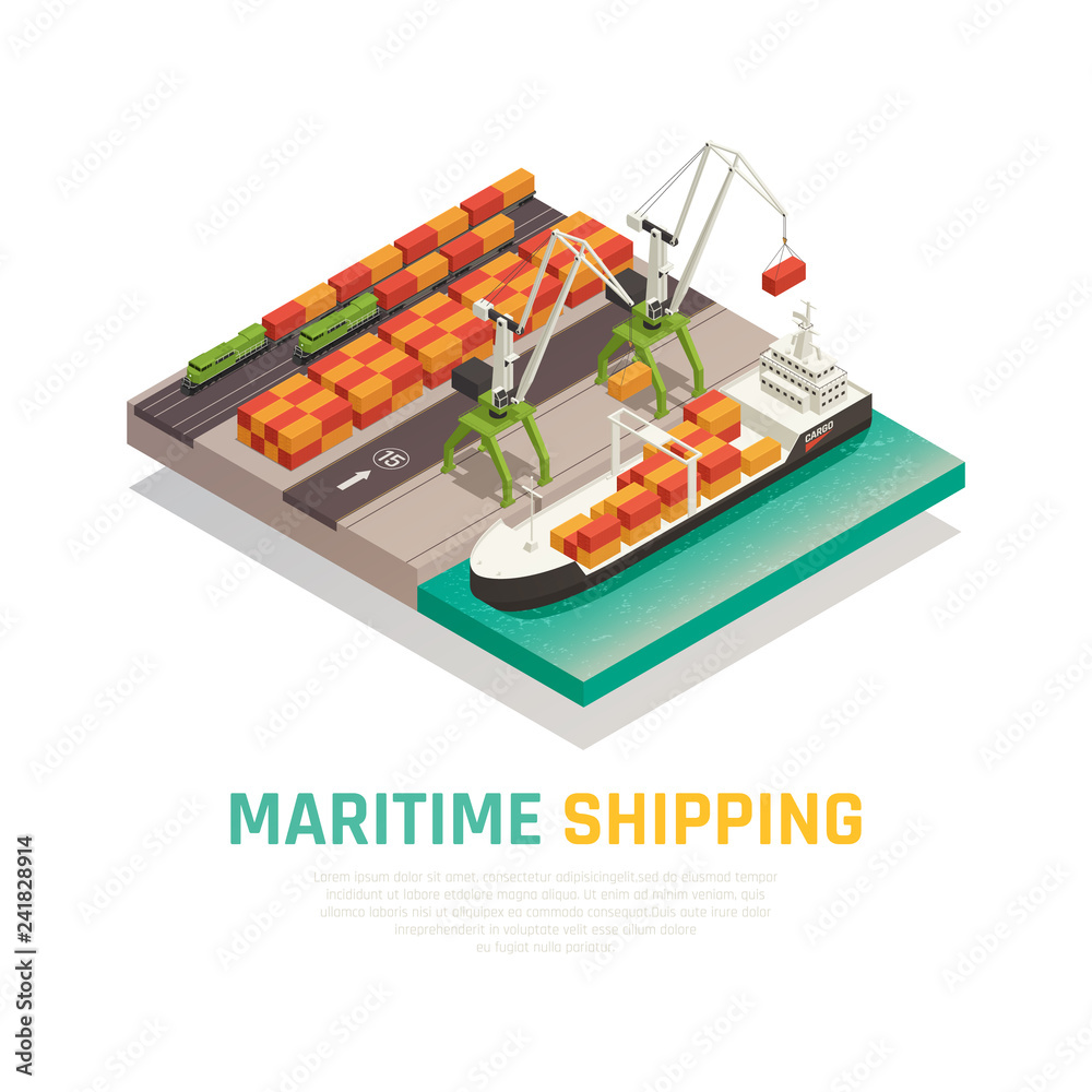 Wall mural Maritime Shipping Isometric Composition