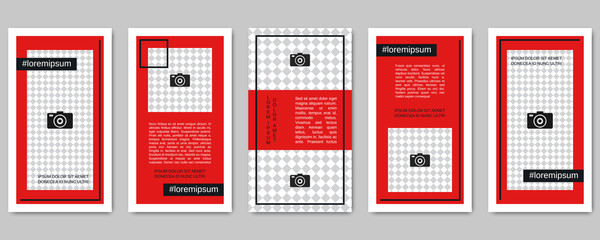 Trendy social network stories editable vector templates collection. Web application background for social media