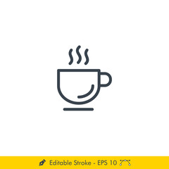Cup (Coffee, Tea, Espresso) Icon / Vector - In Line / Stroke Design