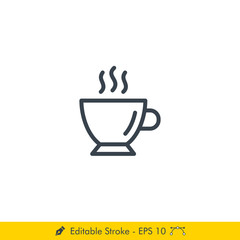 Cup (Coffee, Tea, Espresso) Icon / Vector - In Line / Stroke Design
