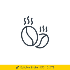 Coffee Beans Icon / Vector - In Line / Stroke Design