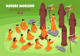 Nature Worship Isometric Background