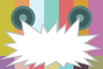 Flat design business Vector Illustration Empty copy space for Ad website promotion esp isolated Banner template. Screaming Angry Emotional Blank Speech Bubble with Round Dilated eyes