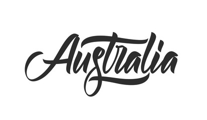 Vector illustration: Handwritten brush calligraphic lettering emblem of Australia isolated on white background