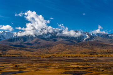 Altai. Lake at the foot of the mountains