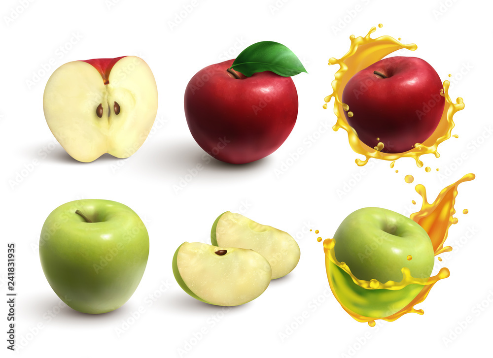 Poster apples realistic set