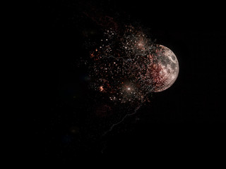 destruction, explosion of the moon