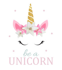 Cute be a unicorn background. Vector Illustration © olegganko