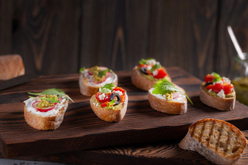 Fresh and crispy Italian snack like bruschetta or crostini.