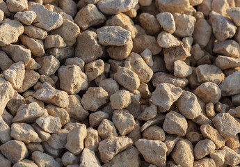 White gravel on a construction site as an abstract background